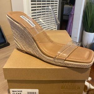 Steve Madden Clear Strap Wedge Sandal 9